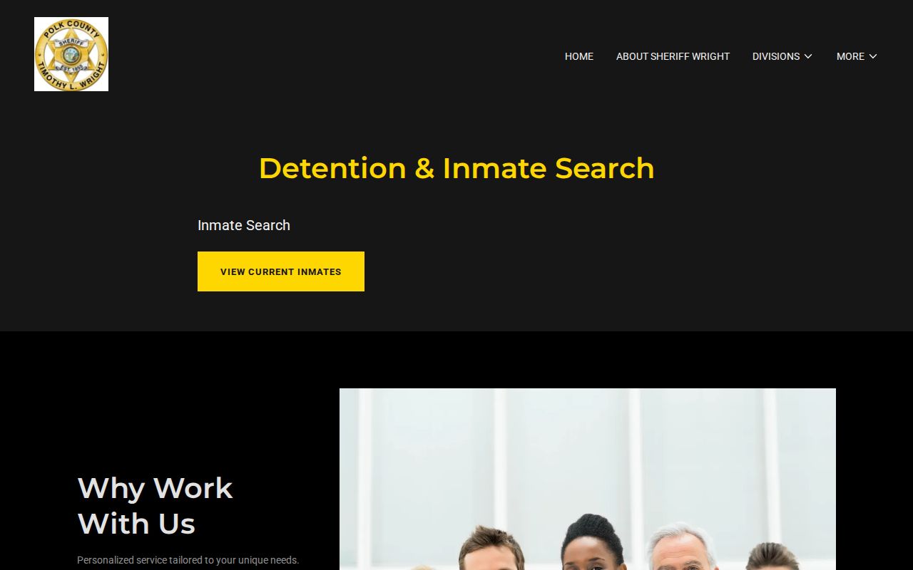 Polk County Sheriff detention and inmate search record page